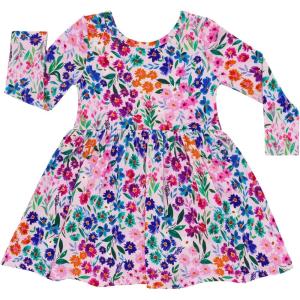 Little Sleepies Long Sleeve Twirl Bodysuit Dress – Viscose from Bamboo Baby Girl Clothes with Snaps for Easy Diaper Changes(Sweet Pea)