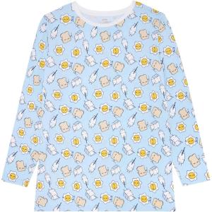 Little Sleepies Men’s Pajama T-Shirt, Soft Viscose from Bamboo PJ Top for Family Matching Mens Pajamas Set, Long Sleeve Top(Blue Breakfast Buddies)