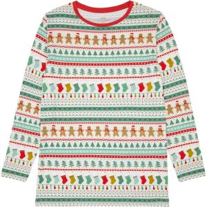 Little Sleepies Men’s Pajama T-Shirt, Soft Viscose from Bamboo PJ Top for Family Matching Mens Pajamas Set, Long Sleeve Top(Fair Isle)