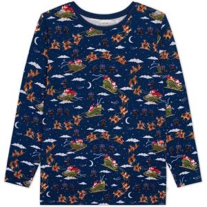 Little Sleepies Men’s Pajama T-Shirt, Soft Viscose from Bamboo PJ Top for Family Matching Mens Pajamas Set, Long Sleeve Top(Santa’s Sleigh)