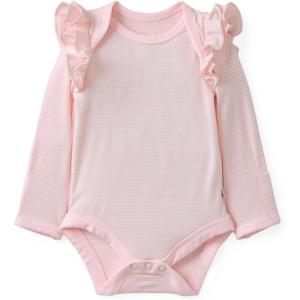 Little Sleepies Newborn Flutter Bodysuit, Viscose from Bamboo Long Sleeve Bodysuit for Baby Girl, Newborn Outfit Baby Clothes(Prima Pink Stripe)