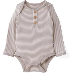 Little Sleepies Newborn Henley Bodysuit, Soft Viscose from Bamboo Long Sleeve Bodysuit for Baby Boys & Girls, Baby Clothes(Dove Gray Stripe)