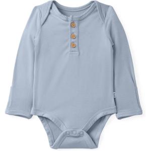 Little Sleepies Newborn Henley Bodysuit, Soft Viscose from Bamboo Long Sleeve Bodysuit for Baby Boys & Girls, Baby Clothes(Light Fog)