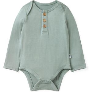 Little Sleepies Newborn Henley Bodysuit, Soft Viscose from Bamboo Long Sleeve Bodysuit for Baby Boys & Girls, Baby Clothes(Willow)