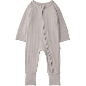 Little Sleepies Newborn Pajamas, Viscose from Bamboo Baby Pajamas, Boys & Girls Preemie & Newborn Sleepers, 2-Way Zipper PJs(Dove Gray Ribbed)