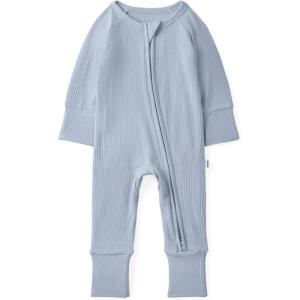 Little Sleepies Newborn Pajamas, Viscose from Bamboo Baby Pajamas, Boys & Girls Preemie & Newborn Sleepers, 2-Way Zipper PJs(Light Fog Ribbed)