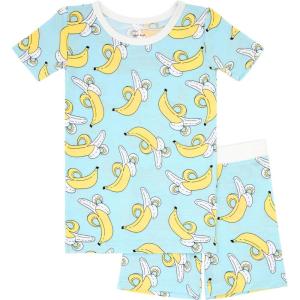 Little Sleepies Pajama Set w/Short Sleeve Shirt & Shorts, Viscose from Bamboo Toddler Pajamas, Girl & Boys Pajamas for Kids(Bananas)