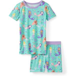Little Sleepies Pajama Set w/Short Sleeve Shirt & Shorts, Viscose from Bamboo Toddler Pajamas, Girl & Boys Pajamas for Kids(Mermaid Magic)