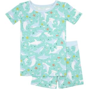 Little Sleepies Pajama Set w/Short Sleeve Shirt & Shorts, Viscose from Bamboo Toddler Pajamas, Girl & Boys Pajamas for Kids(Shark Soiree)