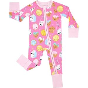 Little Sleepies Pajamas for Baby Boys & Girls, Viscose from Bamboo Baby Pajamas, Preemie & Newborn Sleepers, 2-Way Zipper PJs(Pink Cookies & Milk)