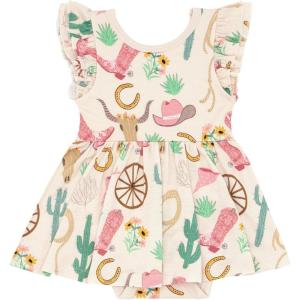 Little Sleepies Short Sleeve Baby Twirl Dress with Bodysuit – Cozy, Stretchy Viscose from Bamboo Bodysuit Dress Baby Girl(Ready to Rodeo)