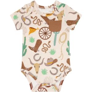 Little Sleepies Short Sleeve Bodysuit for Baby Girls & Boys, Soft Viscose from Bamboo One Piece, Baby Clothes (Newborn to 2Y)(Caramel – Ready to Rodeo)