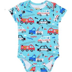 Little Sleepies Short Sleeve Bodysuit for Baby Girls & Boys, Soft Viscose from Bamboo One Piece, Baby Clothes (Newborn to 2Y)(To the Rescue)