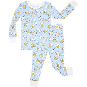 Little Sleepies Two-Piece Pajama Set for Boys & Girls, Soft Viscose from Bamboo Toddler Pajamas for Kids, Family Matching PJs(Blue Breakfast Buddies)