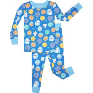 Little Sleepies Two-Piece Pajama Set for Boys & Girls, Soft Viscose from Bamboo Toddler Pajamas for Kids, Family Matching PJs(Blue Cookies & Milk)