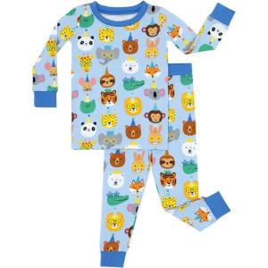 Little Sleepies Two-Piece Pajama Set for Boys & Girls, Soft Viscose from Bamboo Toddler Pajamas for Kids, Family Matching PJs(Blue Party Pals)