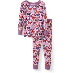 Little Sleepies Two-Piece Pajama Set for Boys & Girls, Soft Viscose from Bamboo Toddler Pajamas for Kids, Family Matching PJs(Butterfly Kisses)