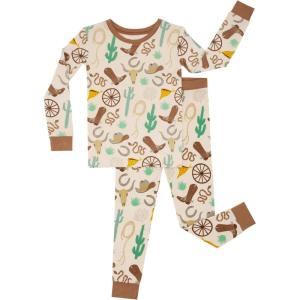 Little Sleepies Two-Piece Pajama Set for Boys & Girls, Soft Viscose from Bamboo Toddler Pajamas for Kids, Family Matching PJs(Caramel Ready to Rodeo)