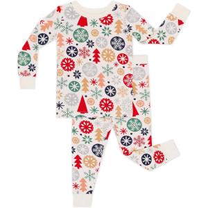 Little Sleepies Two-Piece Pajama Set for Boys & Girls, Soft Viscose from Bamboo Toddler Pajamas for Kids, Family Matching PJs(Modern & Merry)