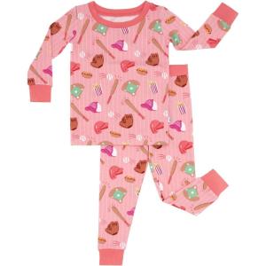 Little Sleepies Two-Piece Pajama Set for Boys & Girls, Soft Viscose from Bamboo Toddler Pajamas for Kids, Family Matching PJs(Pink All Stars)
