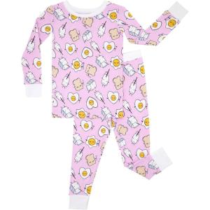 Little Sleepies Two-Piece Pajama Set for Boys & Girls, Soft Viscose from Bamboo Toddler Pajamas for Kids, Family Matching PJs(Pink Breakfast Buddies)