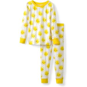 Little Sleepies Two-Piece Pajama Set for Boys & Girls, Soft Viscose from Bamboo Toddler Pajamas for Kids, Family Matching PJs(Sunshine)