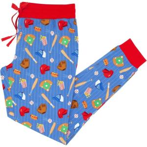Little Sleepies Women’s Pajama Bottoms, Jogger-Style Comfy PJ Pants, Viscose from Bamboo Pajamas, Family Matching Outfits(Blue All Stars)