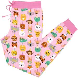 Little Sleepies Women’s Pajama Bottoms, Jogger-Style Comfy PJ Pants, Viscose from Bamboo Pajamas, Family Matching Outfits(Pink Party Pals)