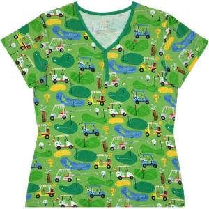Little Sleepies Women’s Pajama Top, Viscose Derived from Bamboo, Soft Button Up Pajama Top, Nursing Friendly, Short Sleeve(Fairway Fun)
