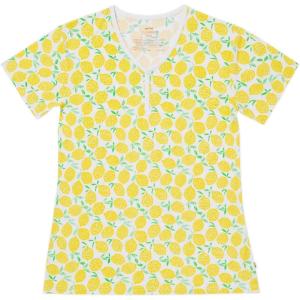 Little Sleepies Women’s Pajama Top, Viscose Derived from Bamboo, Soft Button Up Pajama Top, Nursing Friendly, Short Sleeve(Lemons)