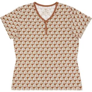 Little Sleepies Women’s Pajama Top, Viscose Derived from Bamboo, Soft Button Up Pajama Top, Nursing Friendly, Short Sleeve(Rust Rainbows)