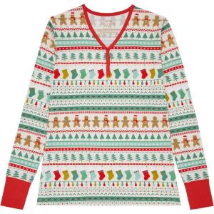 Little Sleepies Womens Pajama Top, Viscose from Bamboo, Henley Button Up Nursing PJs, Family Matching Pajamas for Women Set(Fair Isle)