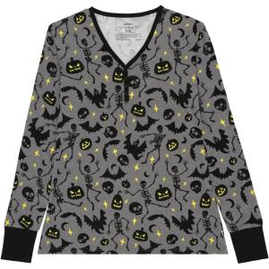 Little Sleepies Womens Pajama Top, Viscose from Bamboo, Henley Button Up Nursing PJs, Family Matching Pajamas for Women Set(Glowing Ghouls)