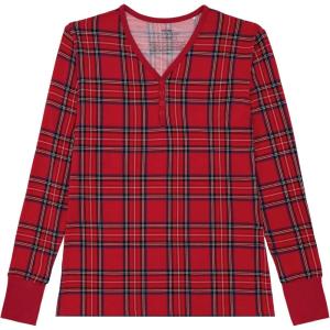 Little Sleepies Womens Pajama Top, Viscose from Bamboo, Henley Button Up Nursing PJs, Family Matching Pajamas for Women Set(Holiday Plaid)