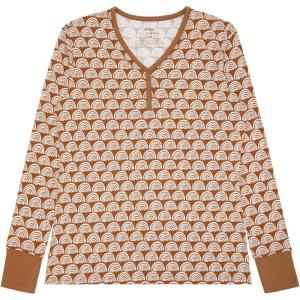 Little Sleepies Womens Pajama Top, Viscose from Bamboo, Henley Button Up Nursing PJs, Family Matching Pajamas for Women Set(Rust Rainbows)