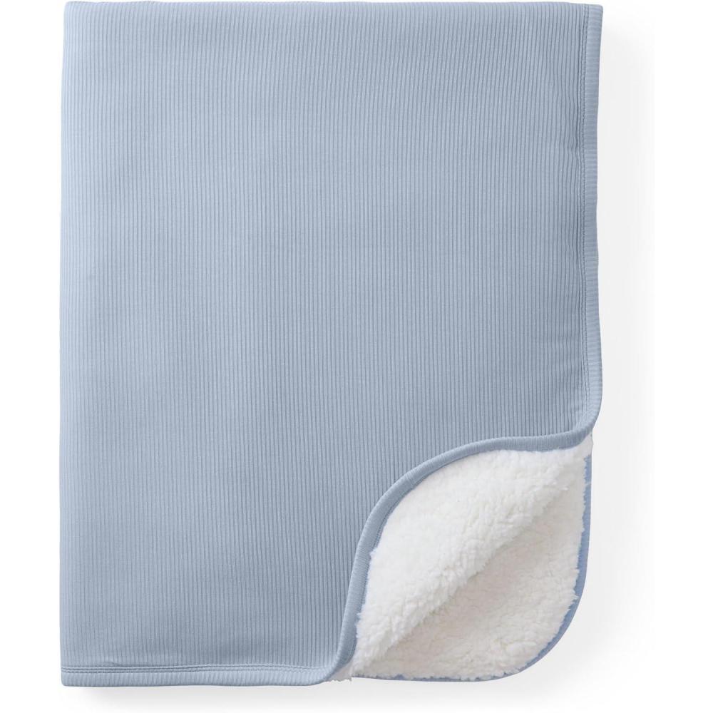 imageLittle Sleepies Newborn Mini Blanket Soft Viscose from Bamboo Baby Blanket for Boy ampamp Girl Gifts Baby Essentials Light Fog Ribbed 30 inches x 40 inchesLight Fog Ribbed