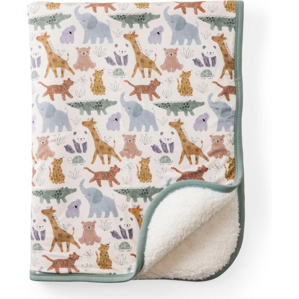 imageLittle Sleepies Newborn Mini Blanket Soft Viscose from Bamboo Baby Blanket for Boy ampamp Girl Gifts Baby Essentials Light Fog Ribbed 30 inches x 40 inchesSweet Safari