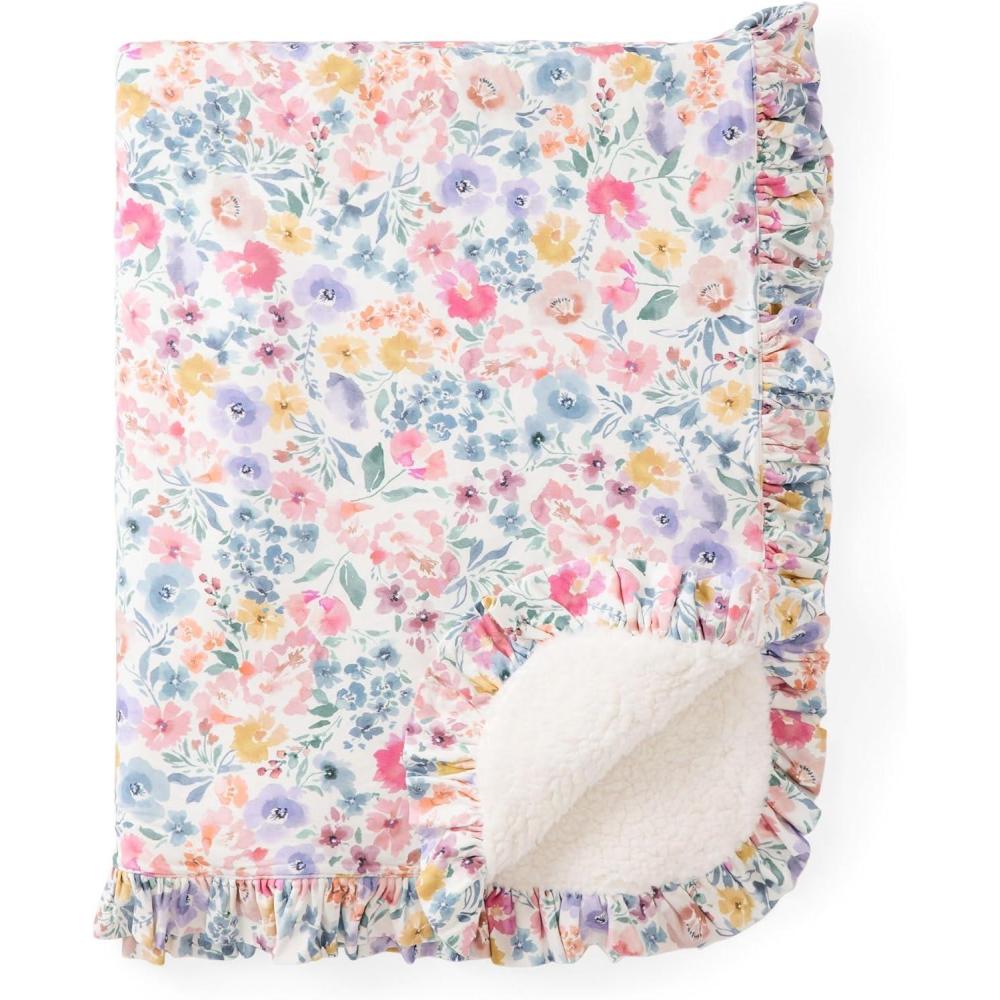 imageLittle Sleepies Newborn Mini Ruffle Blanket Soft Viscose from Bamboo Sherpa Baby Blanket Girl Gifts Baby Essentials Prima Pink Ribbed 30 inches x 40 inchesTiny Blooms