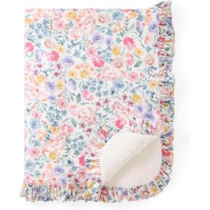 Little Sleepies Newborn Mini Ruffle Blanket, Soft Viscose from Bamboo Sherpa Baby Blanket, Girl Gifts, Baby Essentials, Prima Pink Ribbed, 30 inches x 40 inches(Tiny Blooms)