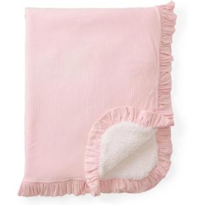 Little Sleepies Newborn Mini Ruffle Blanket, Soft Viscose from Bamboo Sherpa Baby Blanket, Girl Gifts, Baby Essentials, Prima Pink Ribbed, 30 inches x 40 inches(Prima Pink Ribbed)