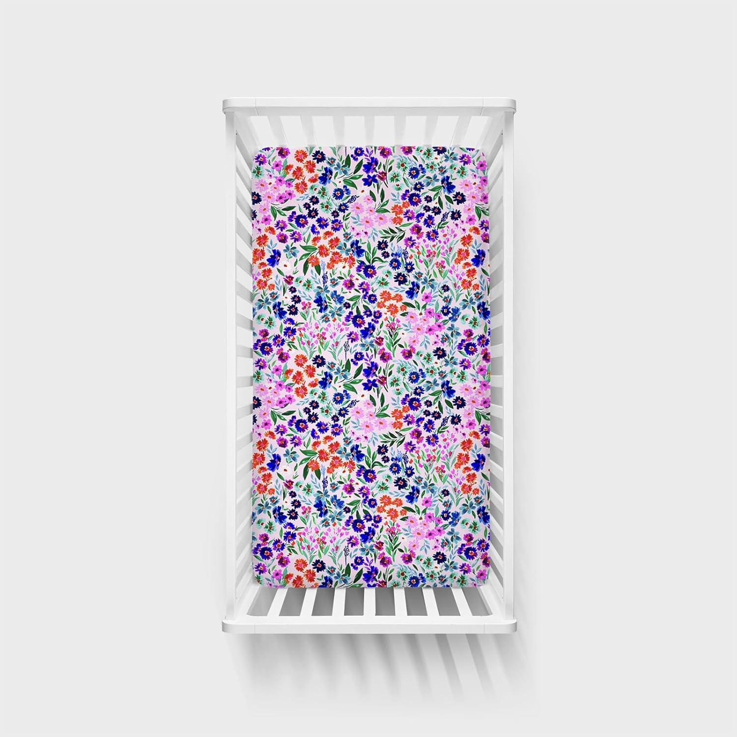 imageLittle Sleepies Baby Crib Sheets Buttery Soft Viscose from Bamboo Crib Sheets for Boys ampamp Girls Toddler Bed Sheet Standard Crib Mattress Sheet Super Stretchy ampamp Elasticized Blue RainbowsSweet Pea