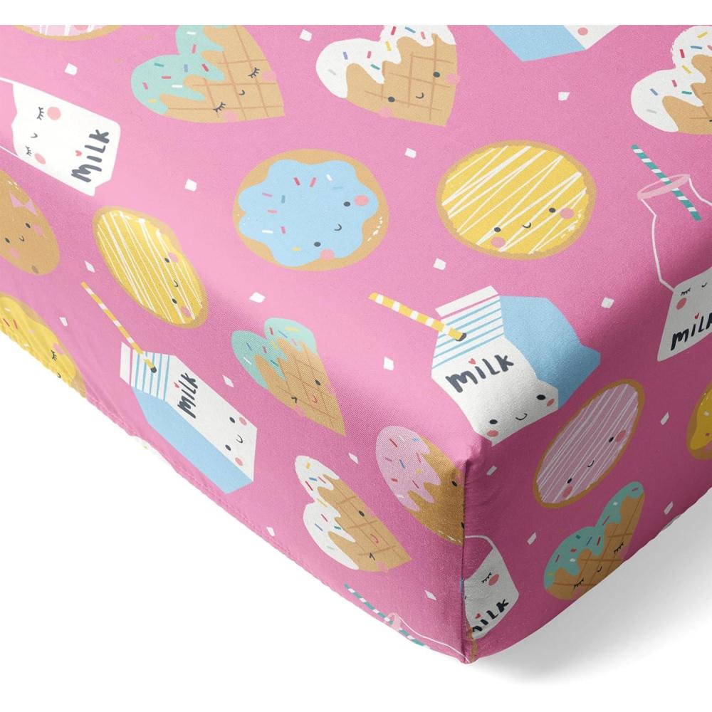 imageLittle Sleepies Baby Crib Sheets Buttery Soft Viscose from Bamboo Crib Sheets for Boys ampamp Girls Toddler Bed Sheet Standard Crib Mattress Sheet Super Stretchy ampamp Elasticized Blue RainbowsPink Cookies  Milk