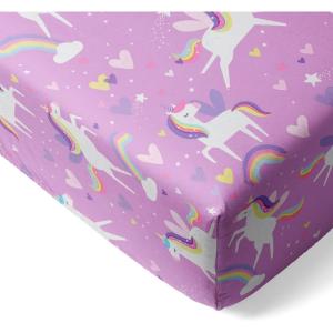 Little Sleepies Baby Crib Sheets, Buttery Soft Viscose from Bamboo Crib Sheets for Boys & Girls, Toddler Bed Sheet, Standard Crib Mattress Sheet, Super Stretchy & Elasticized (Blue Rainbows)(Sienna’s Unicorns)