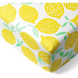 Little Sleepies Baby Crib Sheets, Buttery Soft Viscose from Bamboo Crib Sheets for Boys & Girls, Toddler Bed Sheet, Standard Crib Mattress Sheet, Super Stretchy & Elasticized (Blue Rainbows)(Lemons)