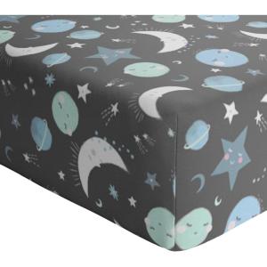Little Sleepies Baby Crib Sheets, Buttery Soft Viscose from Bamboo Crib Sheets for Boys & Girls, Toddler Bed Sheet, Standard Crib Mattress Sheet, Super Stretchy & Elasticized (Blue Rainbows)(Blue to the Moon & Back)