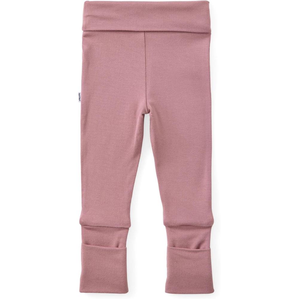 imageLittle Sleepies Newborn Leggings for Girls amp Boys Soft Viscose from Bamboo Leggings wFold Over Leg Cuffs Baby PantsRosewood