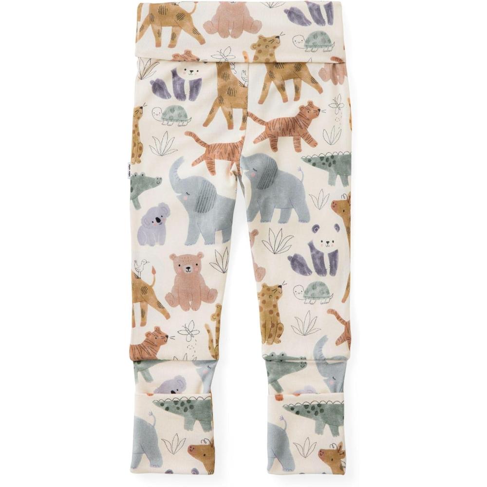 imageLittle Sleepies Newborn Leggings for Girls amp Boys Soft Viscose from Bamboo Leggings wFold Over Leg Cuffs Baby PantsSweet Safari