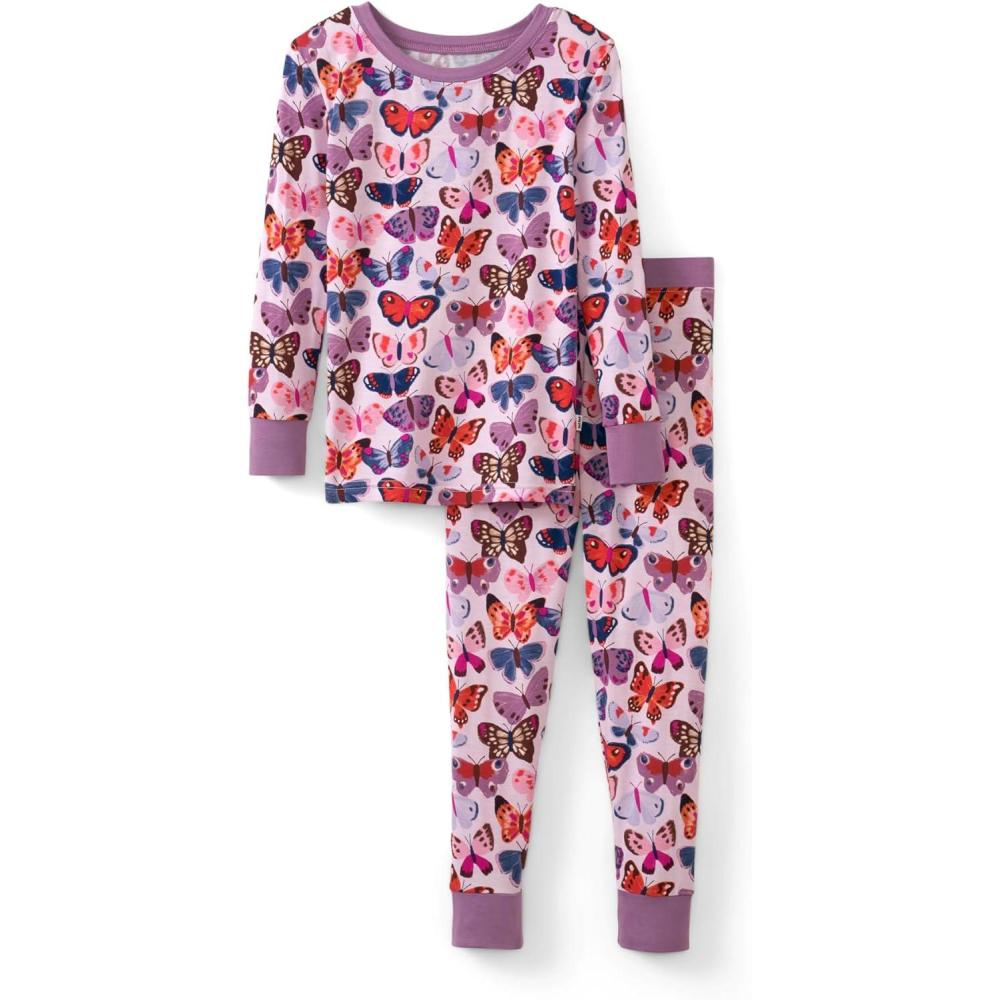 imageLittle Sleepies TwoPiece Pajama Set for Boys amp Girls Soft Viscose from Bamboo Toddler Pajamas for Kids Family Matching PJsButterfly Kisses