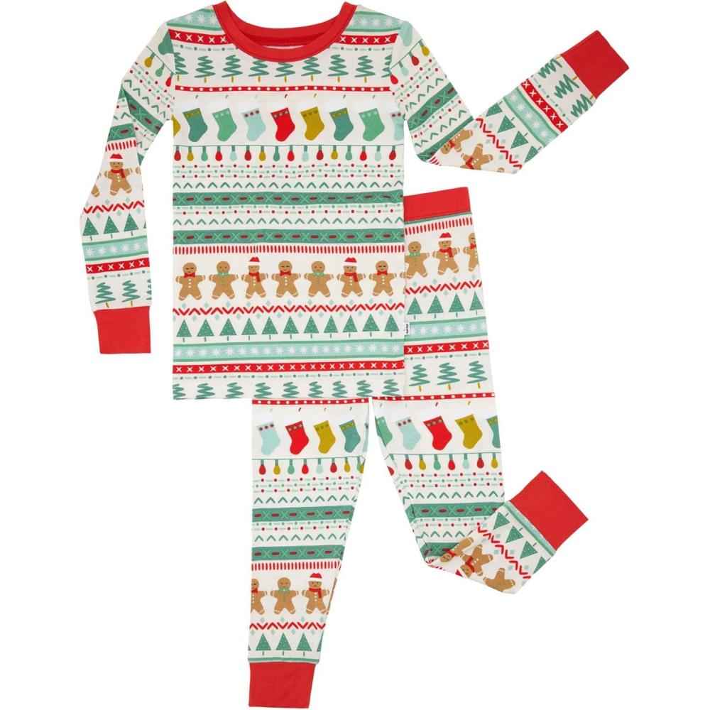 imageLittle Sleepies TwoPiece Pajama Set for Boys amp Girls Soft Viscose from Bamboo Toddler Pajamas for Kids Family Matching PJsFair Isle