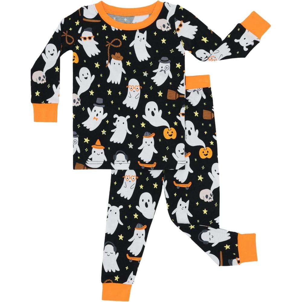 imageLittle Sleepies TwoPiece Pajama Set for Boys amp Girls Soft Viscose from Bamboo Toddler Pajamas for Kids Family Matching PJsFriendly Ghosts